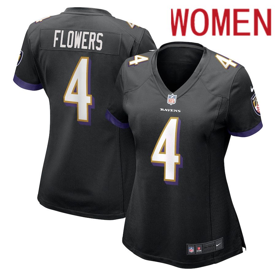 Women Baltimore Ravens #4 Zay Flowers Nike Black Team Game NFL Jersey->baltimore ravens->NFL Jersey